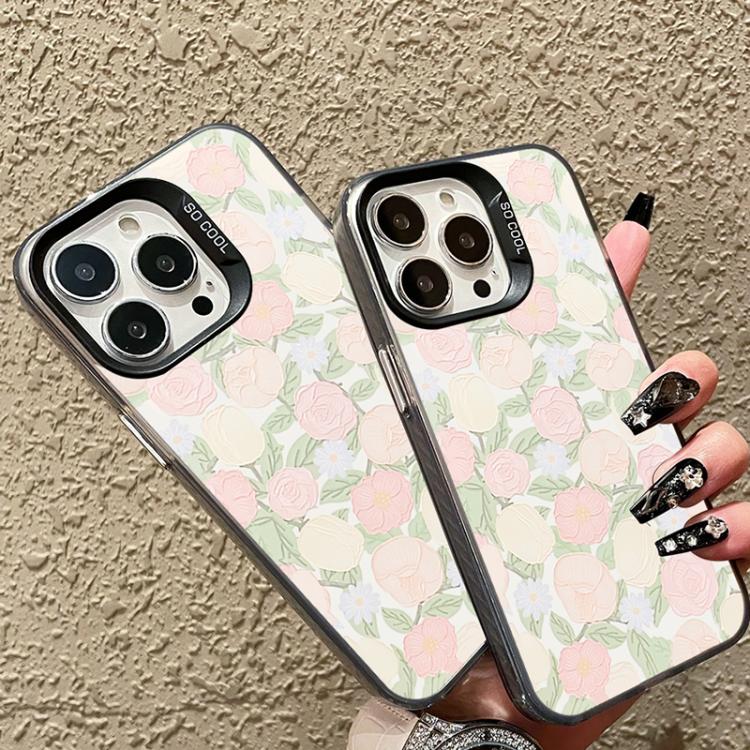 For iPhone 12 mini Flower Series Color Silver TPU Hybrid PC Phone Case