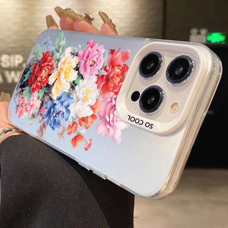 For iPhone 12 mini Flower Series Color Silver TPU Hybrid PC Phone Case