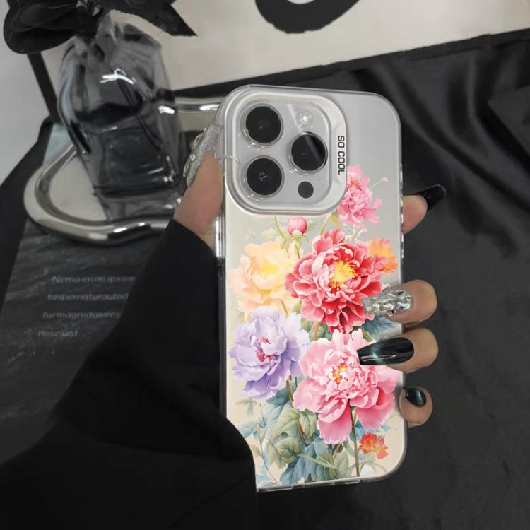 For iPhone 12 mini Flower Series Color Silver TPU Hybrid PC Phone Case
