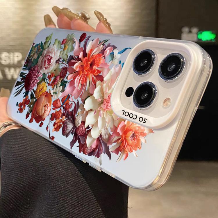 For iPhone 12 Pro Flower Series Color Silver TPU Hybrid PC Phone Case