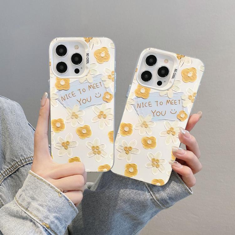 For iPhone 12 Pro Flower Series Color Silver TPU Hybrid PC Phone Case
