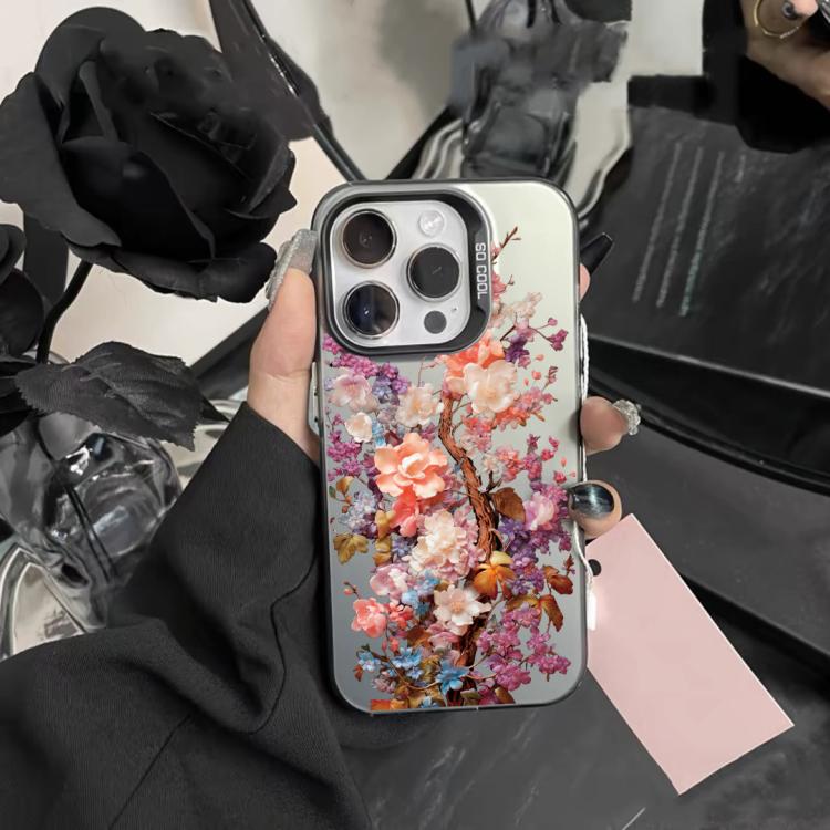 For iPhone 12 Pro Max Flower Series Color Silver TPU Hybrid PC Phone Case