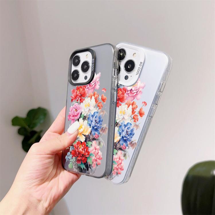 For iPhone 12 Pro Max Flower Series Color Silver TPU Hybrid PC Phone Case