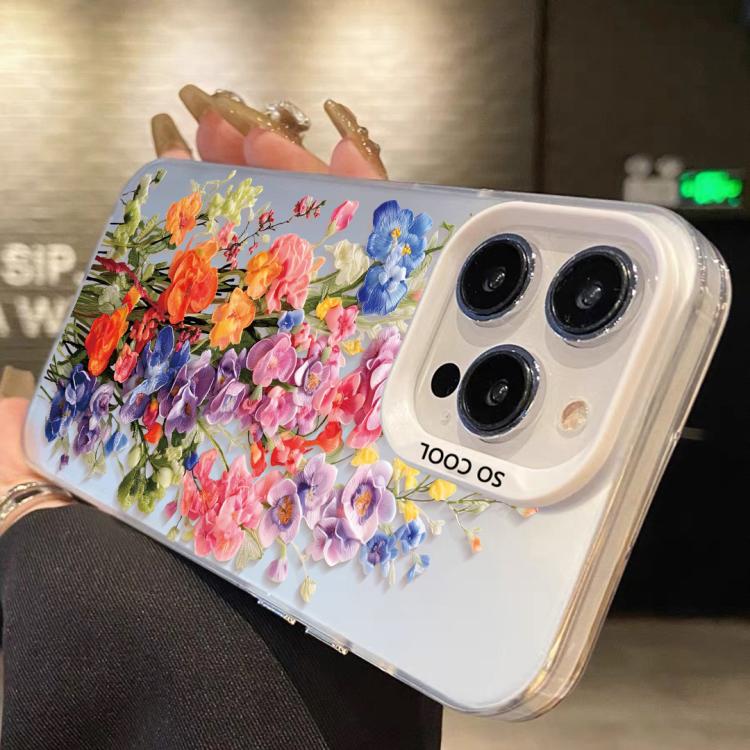 For iPhone 12 Pro Max Flower Series Color Silver TPU Hybrid PC Phone Case