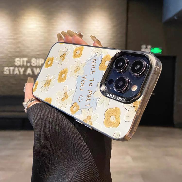 For iPhone 11 Pro Max Flower Series Color Silver TPU Hybrid PC Phone Case