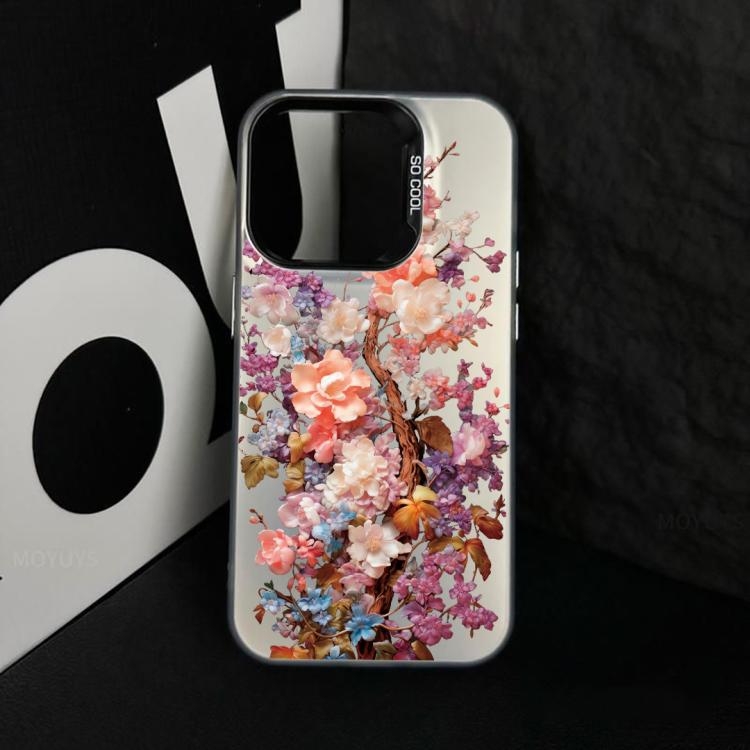 For iPhone 11 Pro Max Flower Series Color Silver TPU Hybrid PC Phone Case