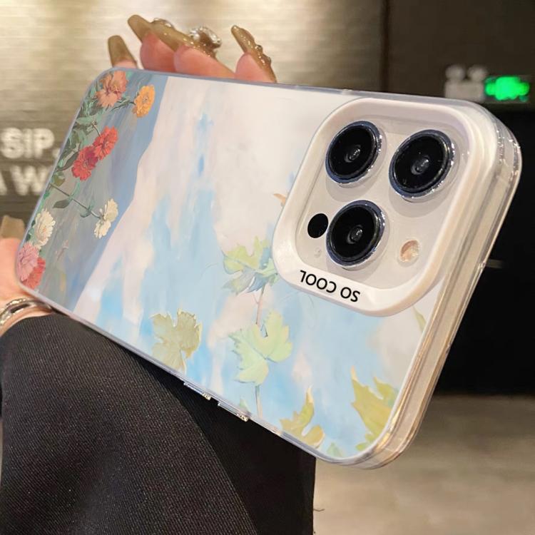 For iPhone 11 Pro Max Flower Series Color Silver TPU Hybrid PC Phone Case
