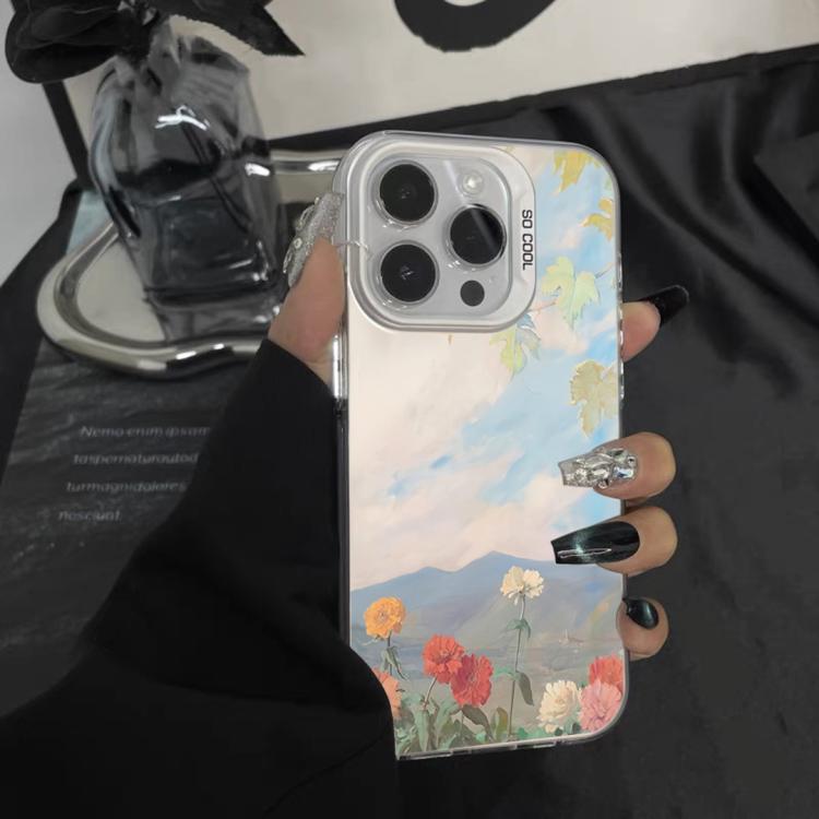 For iPhone 11 Pro Max Flower Series Color Silver TPU Hybrid PC Phone Case
