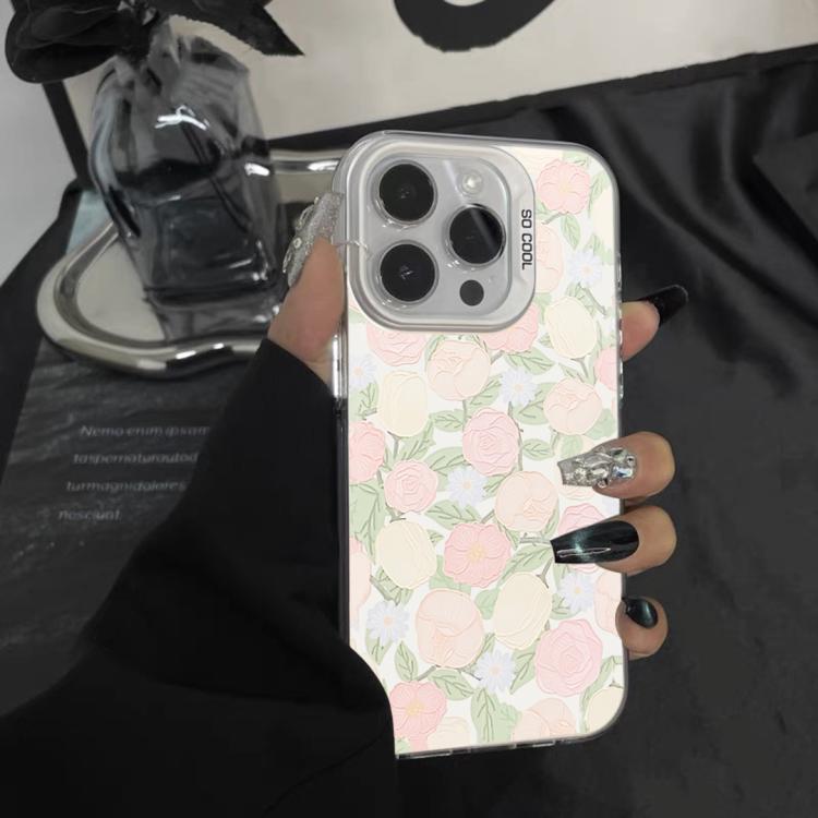 For iPhone 11 Pro Flower Series Color Silver TPU Hybrid PC Phone Case