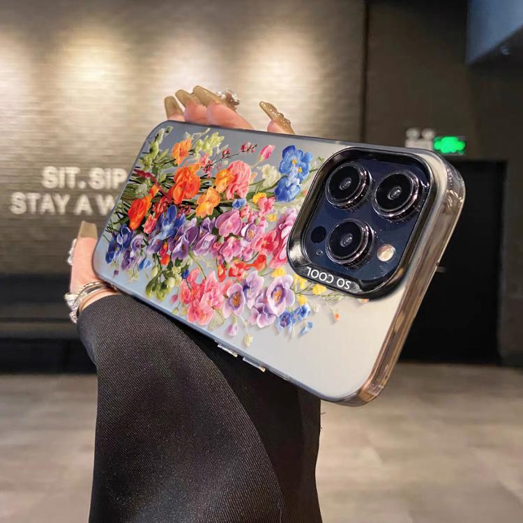 For iPhone 8 Plus / 7 Plus Flower Series Color Silver TPU Hybrid PC Phone Case