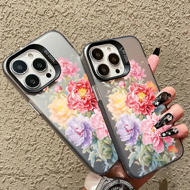 For iPhone 8 Plus / 7 Plus Flower Series Color Silver TPU Hybrid PC Phone Case