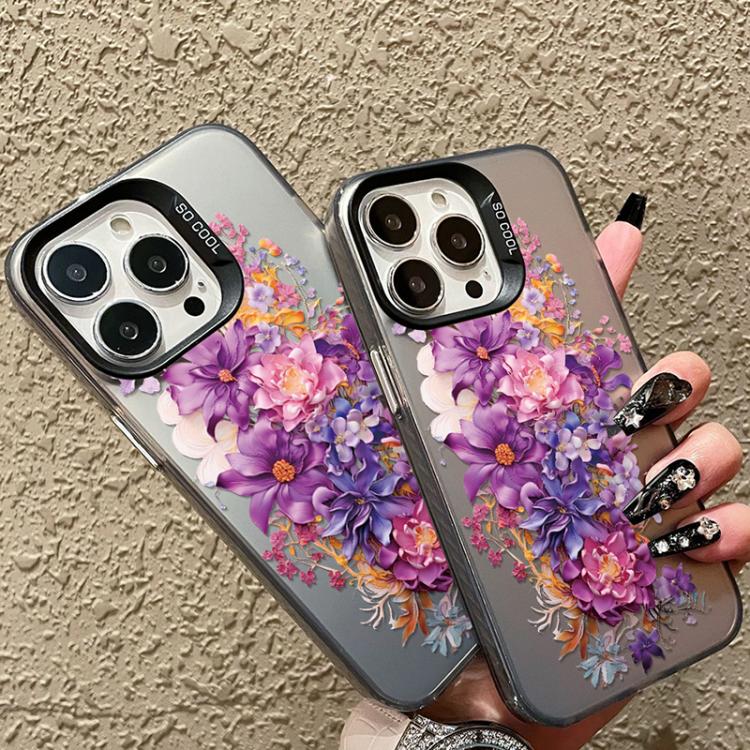 For iPhone 8 Plus / 7 Plus Flower Series Color Silver TPU Hybrid PC Phone Case