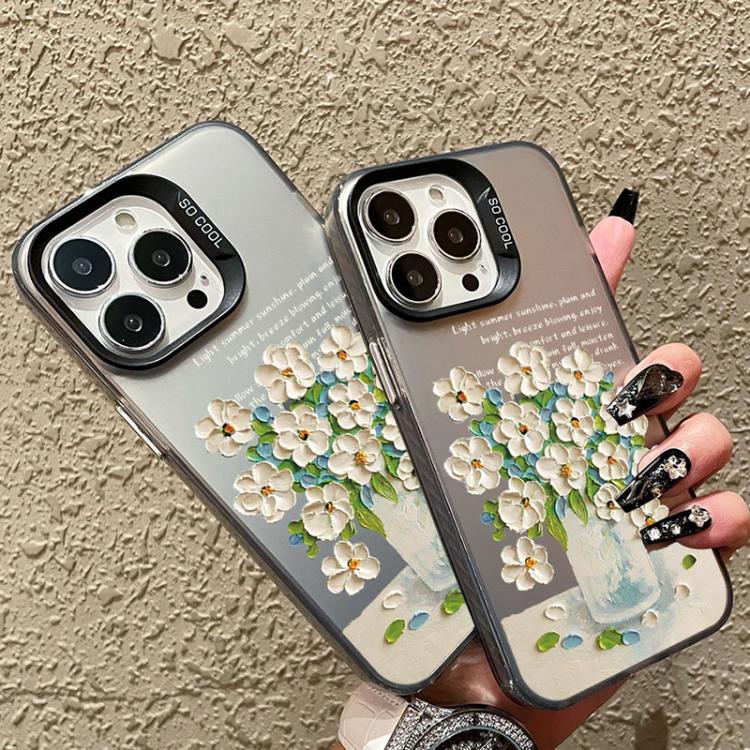For iPhone 8 Plus / 7 Plus Flower Series Color Silver TPU Hybrid PC Phone Case