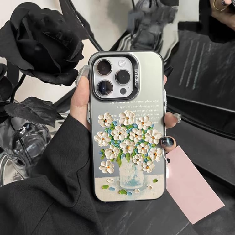 For iPhone 8 Plus / 7 Plus Flower Series Color Silver TPU Hybrid PC Phone Case