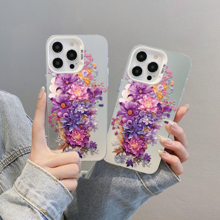 For iPhone 8 Plus / 7 Plus Flower Series Color Silver TPU Hybrid PC Phone Case