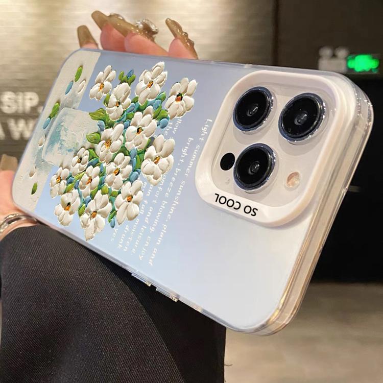 For iPhone 8 Plus / 7 Plus Flower Series Color Silver TPU Hybrid PC Phone Case