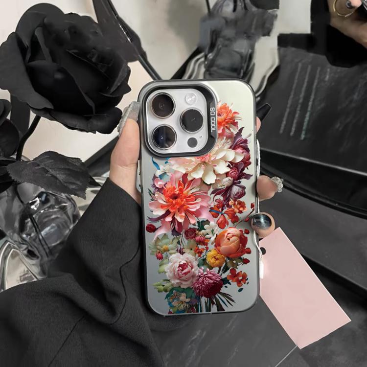For iPhone XS Max Flower Series Color Silver TPU Hybrid PC Phone Case