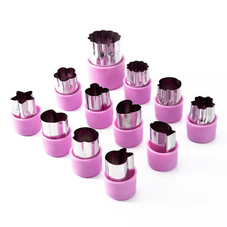 Stainless Steel Irregular Biscuit Mold Fruit Begetable Cutting Mold, Style:12pcs / Set Purple