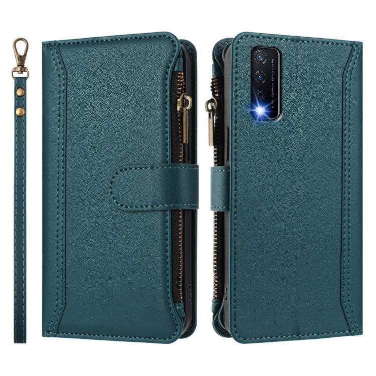 For vivo Y20 / Y20i / Y20S / Y11S Magnetic Closure 9 Card Slots Zipper Leather Case with Hand Strap