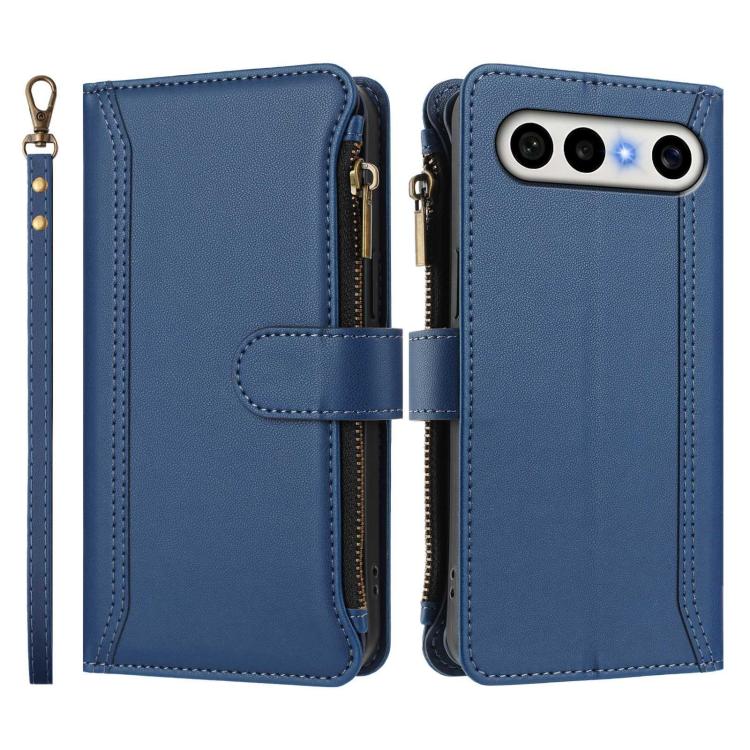 For vivo X300 FE 5G Zeiss/S50 Pro Mini 5G Magnetic Closure 9 Card Slots Zipper Leather Case with Hand Strap
