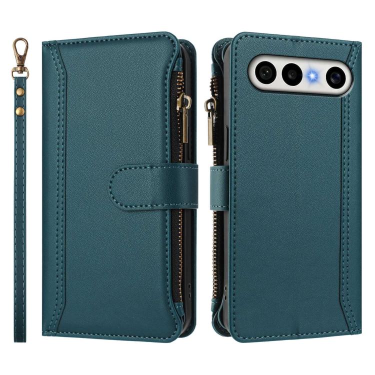 For vivo X300 FE 5G Zeiss/S50 Pro Mini 5G Magnetic Closure 9 Card Slots Zipper Leather Case with Hand Strap