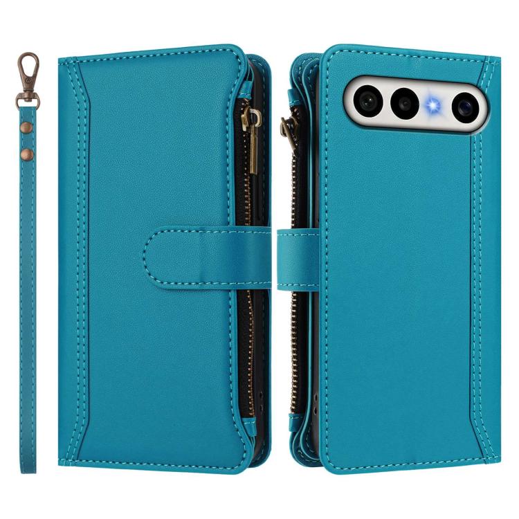 For vivo X300 FE 5G Zeiss/S50 Pro Mini 5G Magnetic Closure 9 Card Slots Zipper Leather Case with Hand Strap