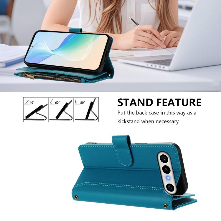 For vivo X300 FE 5G Zeiss/S50 Pro Mini 5G Magnetic Closure 9 Card Slots Zipper Leather Case with Hand Strap