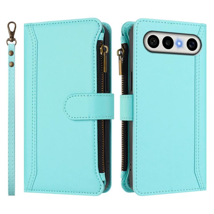 For vivo X300 FE 5G Zeiss/S50 Pro Mini 5G Magnetic Closure 9 Card Slots Zipper Leather Case with Hand Strap