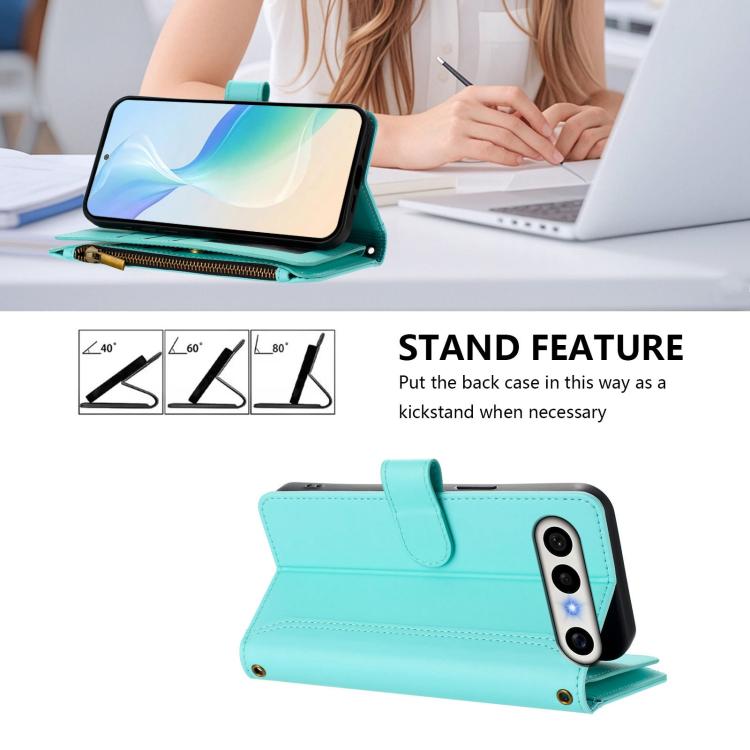 For vivo X300 FE 5G Zeiss/S50 Pro Mini 5G Magnetic Closure 9 Card Slots Zipper Leather Case with Hand Strap