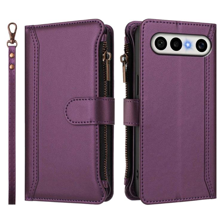 For vivo X300 FE 5G Zeiss/S50 Pro Mini 5G Magnetic Closure 9 Card Slots Zipper Leather Case with Hand Strap