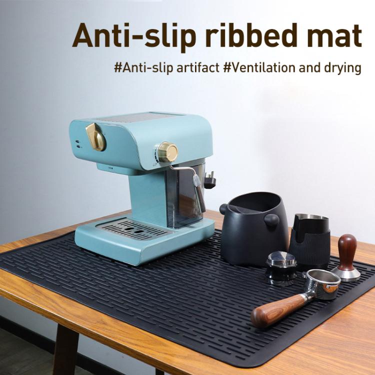 Multi-purpose Silicone Coffee Machine Mat Insulation Anti-Slip Drain Pad, Size: 71 x 50cm - Black
