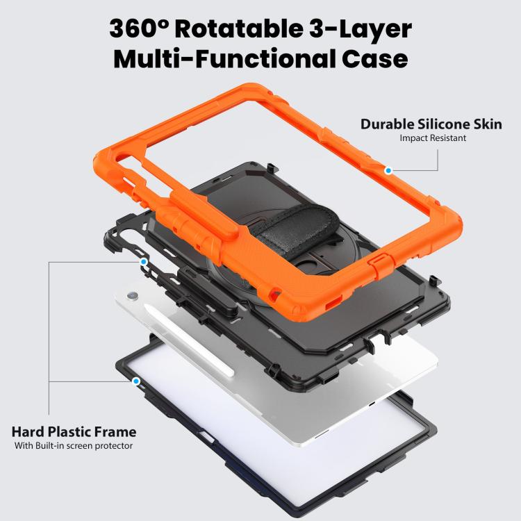 For Samsung Galaxy Tab S10 FE+ Silicone Hybrid PC Tablet Case with Shoulder Strap
