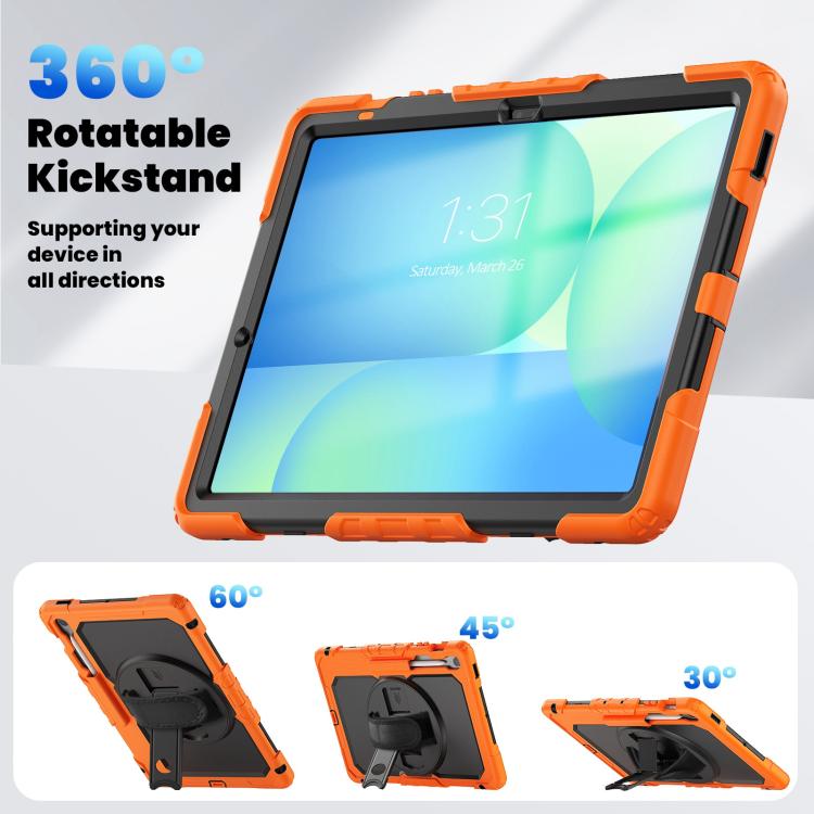 For Samsung Galaxy Tab S10 FE+ Silicone Hybrid PC Tablet Case with Shoulder Strap