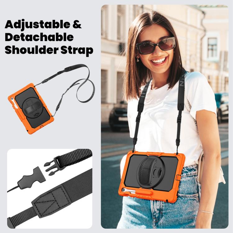 For Samsung Galaxy Tab S10 FE+ Silicone Hybrid PC Tablet Case with Shoulder Strap