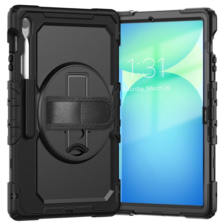 For Samsung Galaxy Tab S10 FE+ Silicone Hybrid PC Tablet Case with Shoulder Strap