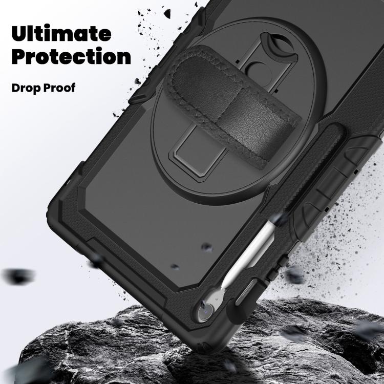 For Samsung Galaxy Tab S10 FE+ Silicone Hybrid PC Tablet Case with Shoulder Strap