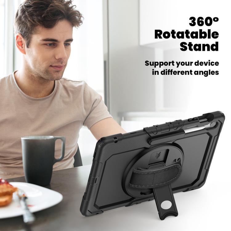 For Samsung Galaxy Tab S10 FE+ Silicone Hybrid PC Tablet Case with Shoulder Strap