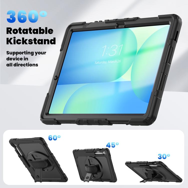 For Samsung Galaxy Tab S10 FE+ Silicone Hybrid PC Tablet Case with Shoulder Strap