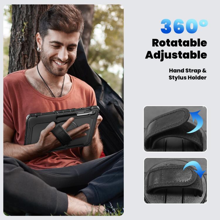 For Samsung Galaxy Tab S10 FE+ Silicone Hybrid PC Tablet Case with Shoulder Strap