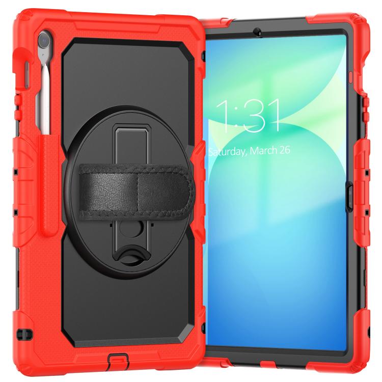 For Samsung Galaxy Tab S10 FE+ Silicone Hybrid PC Tablet Case with Shoulder Strap