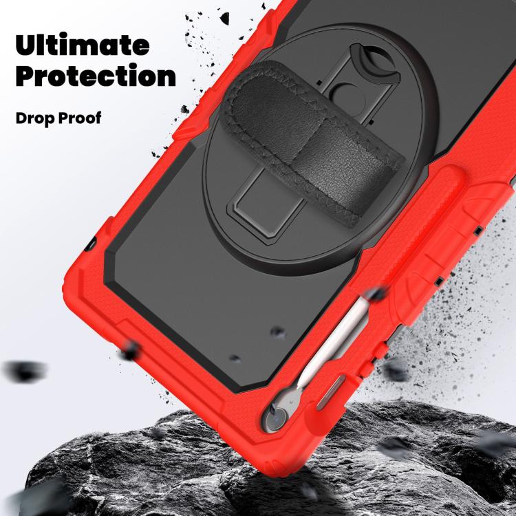 For Samsung Galaxy Tab S10 FE+ Silicone Hybrid PC Tablet Case with Shoulder Strap