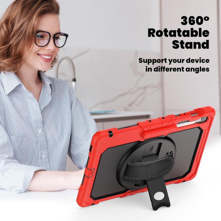 For Samsung Galaxy Tab S10 FE+ Silicone Hybrid PC Tablet Case with Shoulder Strap