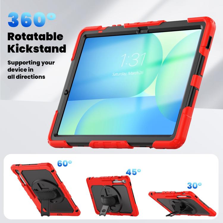 For Samsung Galaxy Tab S10 FE+ Silicone Hybrid PC Tablet Case with Shoulder Strap