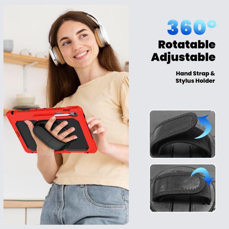 For Samsung Galaxy Tab S10 FE+ Silicone Hybrid PC Tablet Case with Shoulder Strap