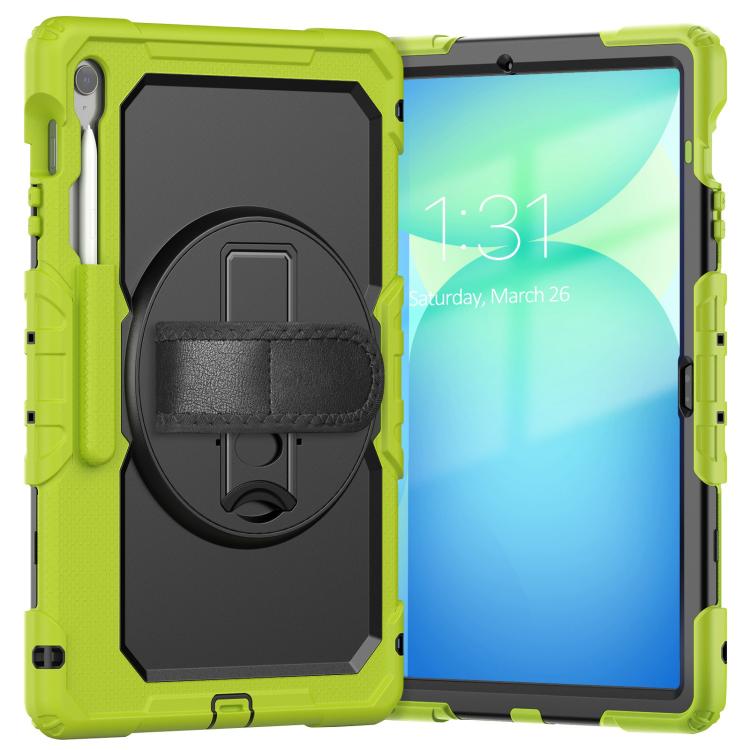 For Samsung Galaxy Tab S10 FE+ Silicone Hybrid PC Tablet Case with Shoulder Strap