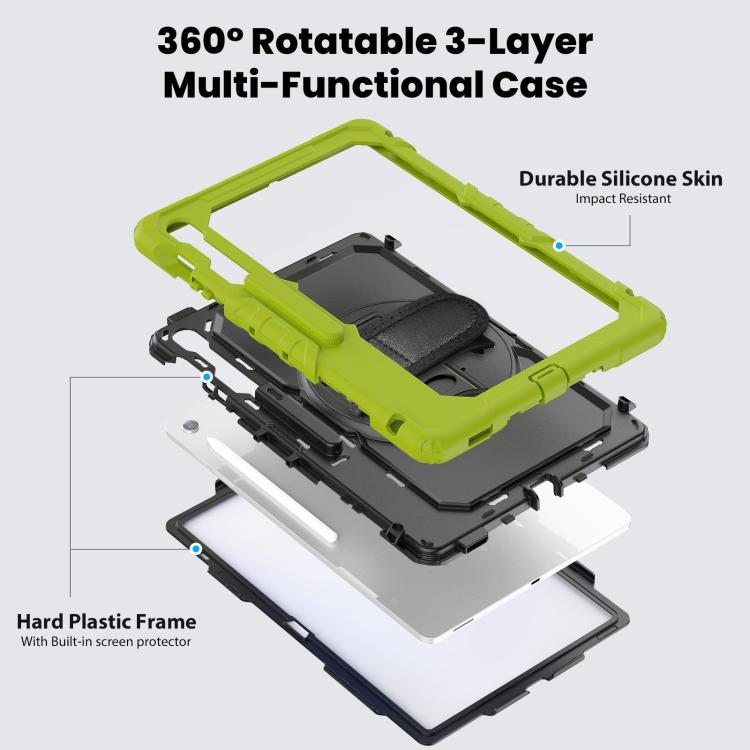 For Samsung Galaxy Tab S10 FE+ Silicone Hybrid PC Tablet Case with Shoulder Strap