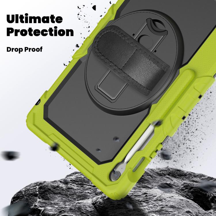 For Samsung Galaxy Tab S10 FE+ Silicone Hybrid PC Tablet Case with Shoulder Strap