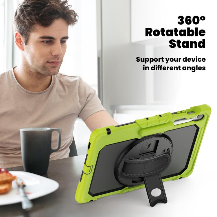 For Samsung Galaxy Tab S10 FE+ Silicone Hybrid PC Tablet Case with Shoulder Strap