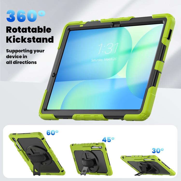 For Samsung Galaxy Tab S10 FE+ Silicone Hybrid PC Tablet Case with Shoulder Strap