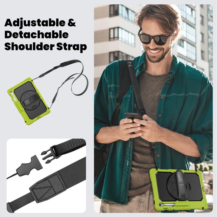 For Samsung Galaxy Tab S10 FE+ Silicone Hybrid PC Tablet Case with Shoulder Strap